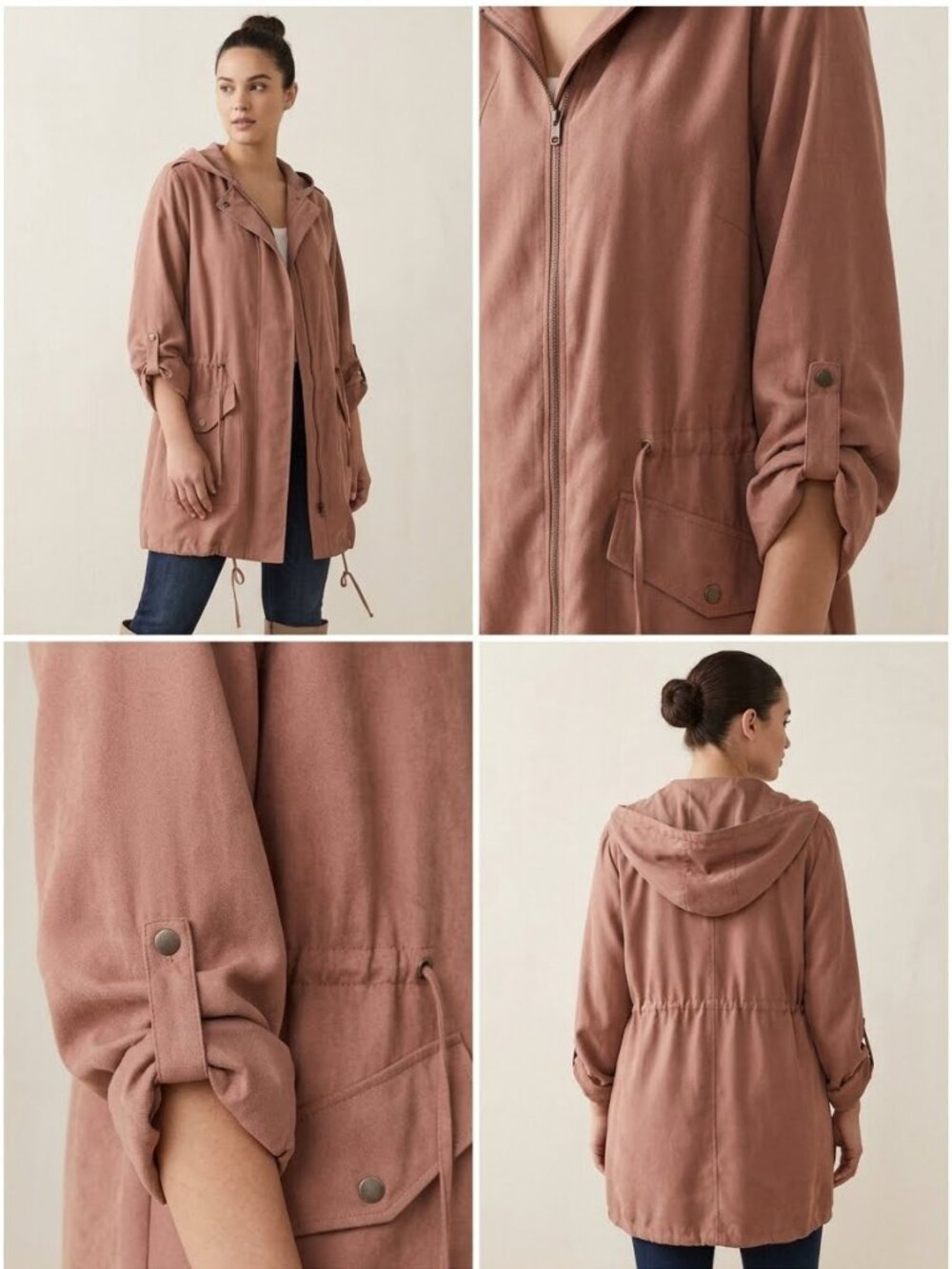 BE COOL Lightweight Hooded Utility Jacket Dust Rose L